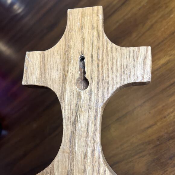 Wooden Heart Cross Shelf Handmade With Character, Primitive Cottage Aesthetic - Picture 4 of 9